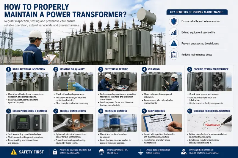 Bir güç transformatörünün bakımı nasıl düzgün şekilde yapılır?